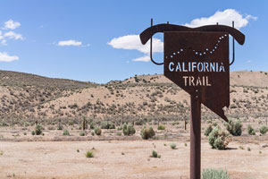 California Trail sign, in the Nevada desert