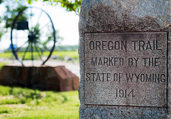 Oregon Trail marker, in Wyoming